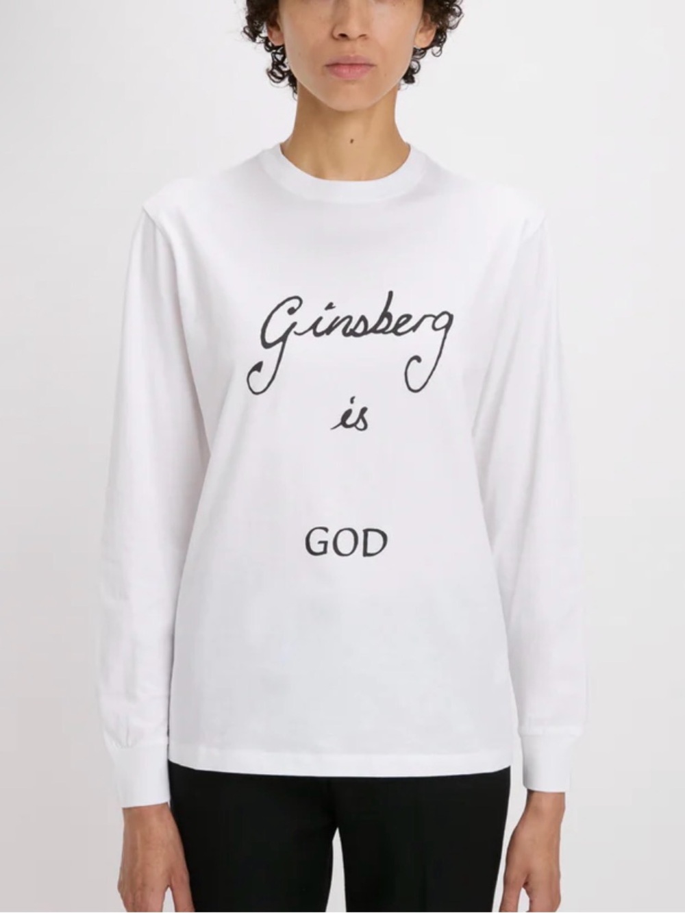Bella Freud Long-Sleeve Shirt with 'Ginsberg is GOD' Print